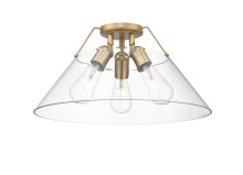 Golden 3306-3FM BCB-CLR - Yep by Golden Lighting Orwell 3-light Flush Mount in Brushed Champagne Brass and Clear Glass